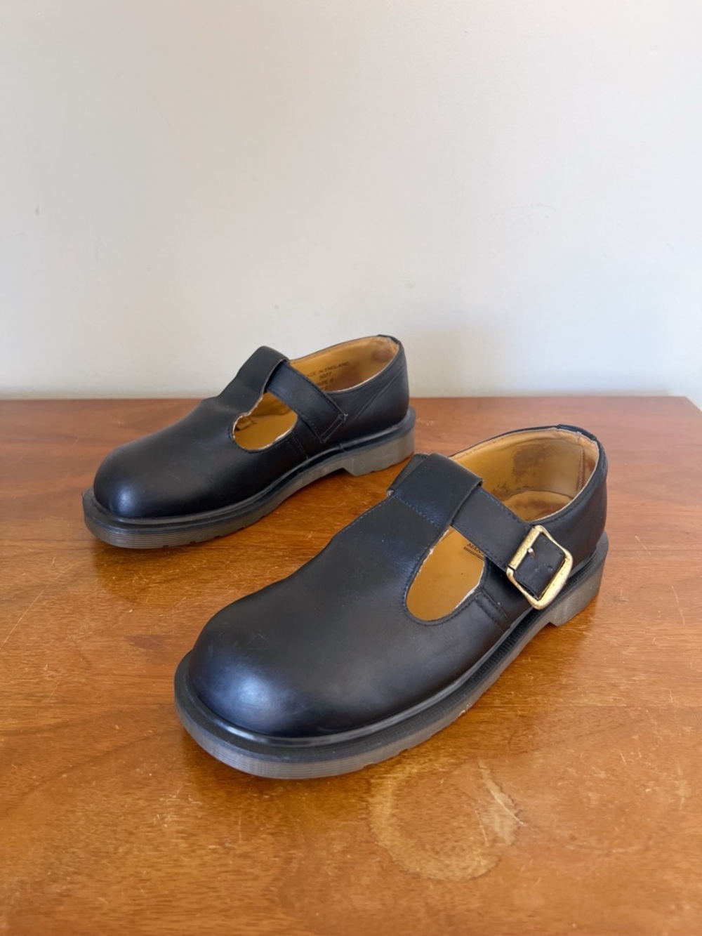 Dr Martens • vintage t-strap mary janes 5027 leather chunky black t bar MIE - Picture 2 of 9